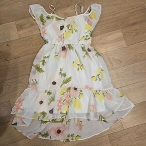 THE CHILDREN'S PLACE | White Floral Ruffle Hi-Low Dress - Summer Garden Print
